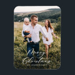 Modern minsta elegant för 1 fotojul magnet<br><div class="desc">Modern minsta manus-helgdag-julmagnet.</div>