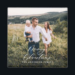 Modern minsta elegant för 1 fotojul magnet<br><div class="desc">Modern minsta manus-helgdag-julmagnet.</div>