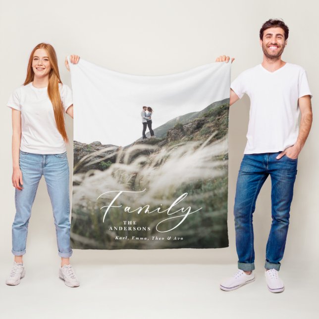 Modern minsta elegant för fotosvart skriptfamilj fleecefilt (På plats)