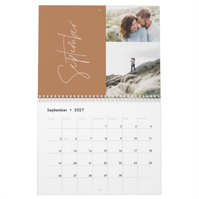 Modern minsta elegant för terracotta 2 fotofamilj kalender (Sep 2027)