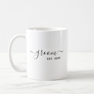 Modern minsta elegant-skript Groom Kaffemugg