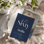 Modern minsta enkla marinblå 60-årsdag inbjudningar<br><div class="desc">Modern minimal typografi enkel fotomarin blå och vit 60-årsinbjudan. En del av en contemporary.</div>