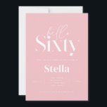 Modern minsta enkla svarta och vita 60-årsdag inbjudningar<br><div class="desc">Modern minimal typografi,  enkel foto rosa och vit 60-årsinbjudan. En del av en contemporary.</div>