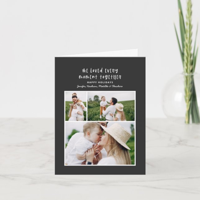 Modern minsta färgstarka familjefärgade julfoto helgkort (Framsida)