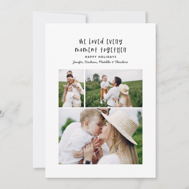 Modern minsta färgstarka familjefärgade julfoto julkort (Framsida)