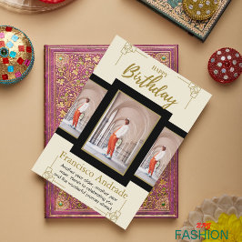 Modern minsta födelsedagskort för Guld & Black Inbjudningar