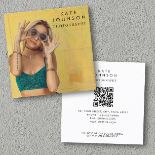Modern Minsta Fullt-fotot QR-kod Social-media Fyrkantigt Visitkort