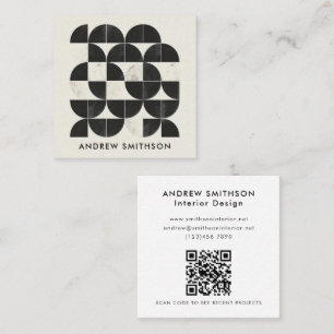 Modern minsta Geometric Black White Shape QR-kod Fyrkantigt Visitkort