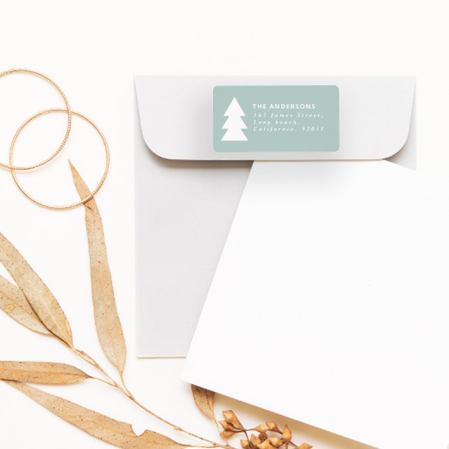 Modern minsta geometriska julgrafik i akvariet adressetikett (Skapare uppladdad)