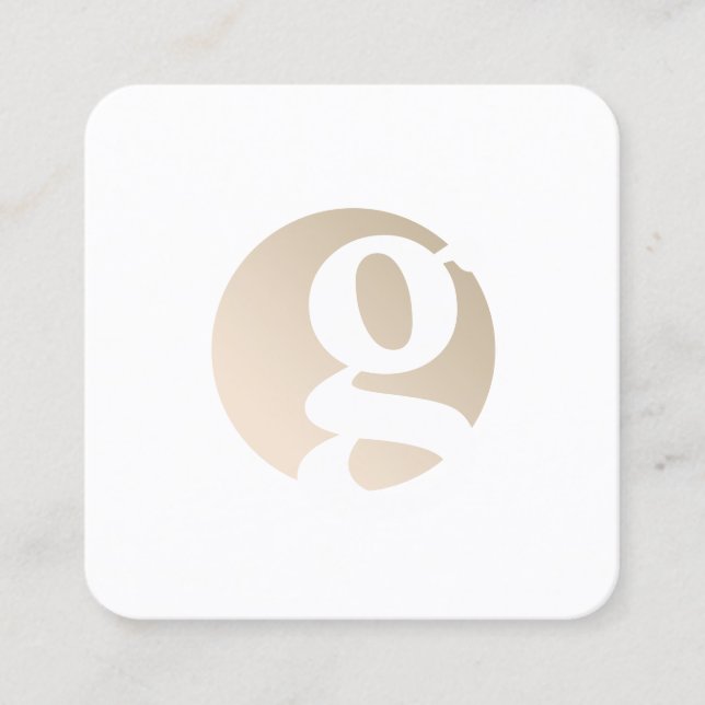 Modern minsta guld-vita monogram fyrkantigt visitkort (Framsida)