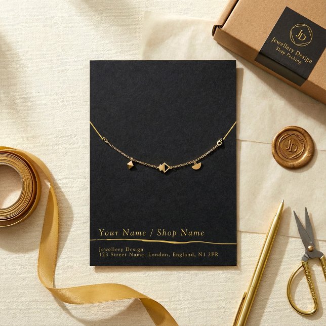 Modern minsta halsband eller visning av armband visitkort (Modern minimal necklace or bracelet display card.)