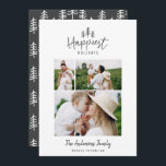 Modern minsta julbild julkort<br><div class="desc">Modern minsta julklapp för rustik snyggt med multifotokort för helgdag. Med modern hand plockade och träd. Backer färg kan anpassas.</div>