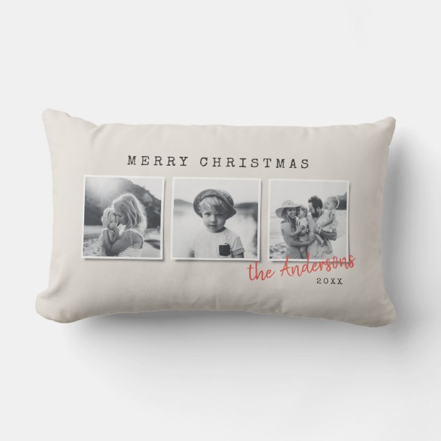 Modern minsta jultomte - multifoto - hemdekoder lumbarkudde (Framsida)