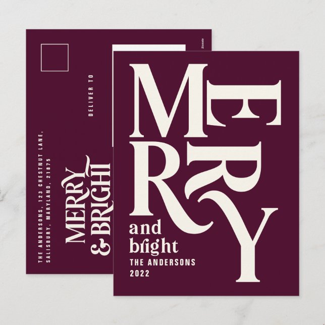 Modern minsta lilla burgiga god jul helg vykort (Fram/baksida)