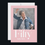 Modern, minsta lilla, gigantisk rosa 50-årsdag inbjudningar<br><div class="desc">Modern minimal typografi,  enkel fotogig rosa och vit 50-årsinbjudan. En del av en contemporary.</div>