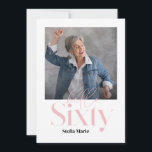 Modern minsta lilla, gigantisk rosa 60-årsdag inbjudningar<br><div class="desc">Modern minimal typografi,  enkel fotogig rosa och vit 60-årsinbjudan. En del av en contemporary.</div>