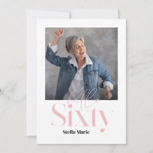Modern minsta lilla, gigantisk rosa 60-årsdag inbjudningar
