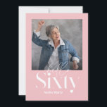Modern minsta lilla, gigantisk rosa 60-årsdag inbjudningar<br><div class="desc">Modern minimal typografi,  enkel fotogig rosa och vit 60-årsinbjudan. En del av en contemporary.</div>