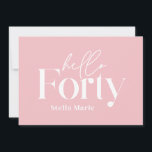 Modern minsta lilla rosa, liten, 40-årsdag inbjudningar<br><div class="desc">Modern minimal typografi,  enkel giftig rosa och vit 40-årsinbjudan. En del av en contemporary.</div>