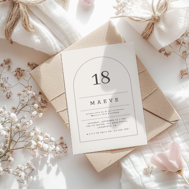 Modern minsta ljusbåge 18:e fotofödelsedagsfest inbjudningar (Skapare uppladdad)