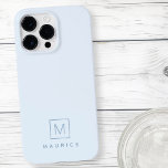 Modern minsta ljusblå monogram<br><div class="desc">iphone case med ditt eget namn och din monograminledning omgiven av ett tunt,  fyrkantigt gräns.</div>