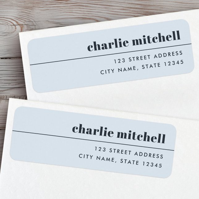 Modern minsta ljusdammig blå returadress returadress etikett (Modern minimal light dusty blue return address label)