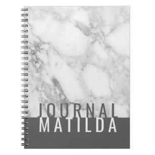 Modern minsta marmor-typografi journal anteckningsbok