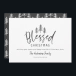 Modern, minsta möjliga, rustiska bondgård välsigna julkort<br><div class="desc">Det moderna minsta jordbrukshuset stil välsignade ett kort för julrustik snyggt helgdag. Med modern hand plockade och träd. Backer färg kan anpassas.</div>