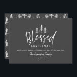 Modern, minsta möjliga, rustiska bondgård välsigna julkort<br><div class="desc">Det moderna minsta jordbrukshuset stil välsignade ett kort för julrustik snyggt helgdag. Med modern hand plockade och träd. Backer färg kan anpassas.</div>