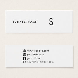 Modern minsta Prisa Märkre för vita Social-medier Litet Visitkort