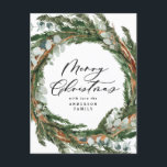 Modern minsta sedel för krandskript för lövning ju helg vykort<br><div class="desc">Modern minsta folieutandningsskript God jul helgdag julkort. Hand målade eukalyptus,  gräs träd gren,  minimalt löv och den moderna krustiska utandningen ge i helgdag ger en luxuös känsla. I klassade gröntar,   och grå.</div>