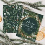 Modern minsta sedel för krandskript för lövning ju julkort<br><div class="desc">Modern minsta folieutandningsskript God jul helgdag julkort. Hand målade eukalyptus,  gräs träd gren,  minimalt löv och den moderna krustiska utandningen ge i helgdag ger en luxuös känsla. I klassade gröntar,  ,  grå och dammblått.</div>