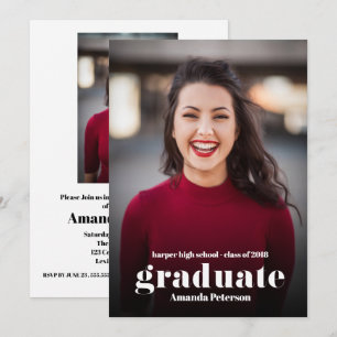 Modern minsta Studentfest med två foton Inbjudningar