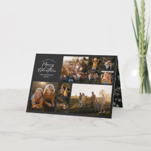 Modern minsta svarta 11-fotobotaniska familj helgkort
