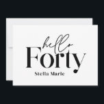 Modern minsta svarta, enkel 40-årsdag inbjudningar<br><div class="desc">Modern minimal typografi - enkel svart och vit 40-årsinbjudan. En del av en contemporary.</div>