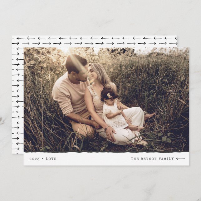 Modern minsta svarta Helgdag för markör KÄRLEK Julkort (Fram/baksida)