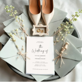 Modern minsta svarta vita detalj QR-kod bröllop Inbjudningar