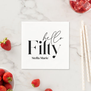 Modern minsta svarta vita enkel 50-årsdag pappersservett