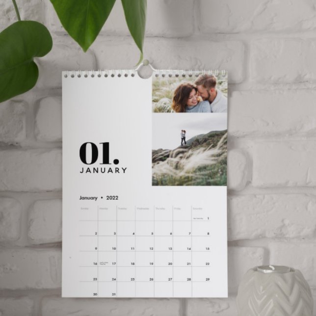 Modern minsta svarta vita multifotofamilj kalender (Skapare uppladdad)