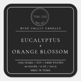 Modern minsta svartvit logotyp med ljus fyrkantigt klistermärke