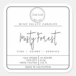 Modern minsta svartvit logotyp med ljus fyrkantigt klistermärke