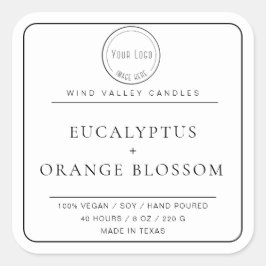 Modern minsta svartvit logotyp med ljus fyrkantigt klistermärke