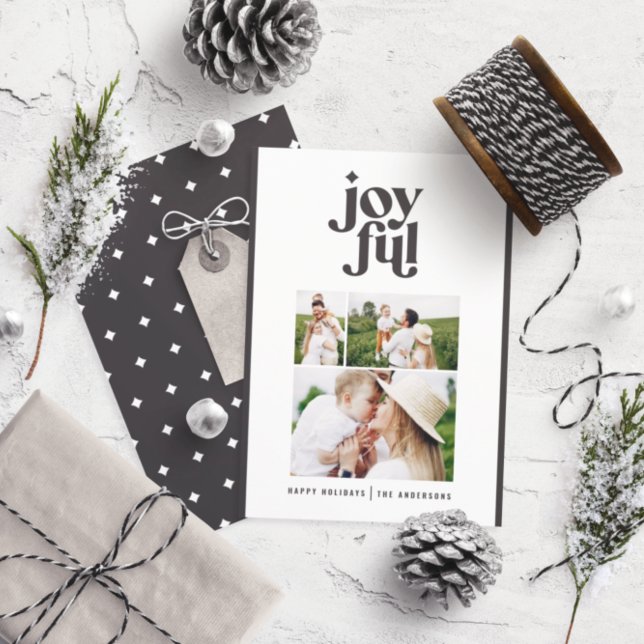 Modern minsta svartvita jultypografi julkort (Skapare uppladdad)