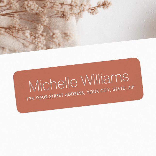 Modern minsta terracotta-brun returadress etikett (Modern minimal terracotta brown return address label)