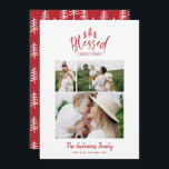 Modern minsta välsignade bild för julrustik 3 julkort<br><div class="desc">Modern,  minsta välsignade helgdag av julfoto i rustik snyggt. Med modern hand plockade och träd. Backer färg kan anpassas.</div>