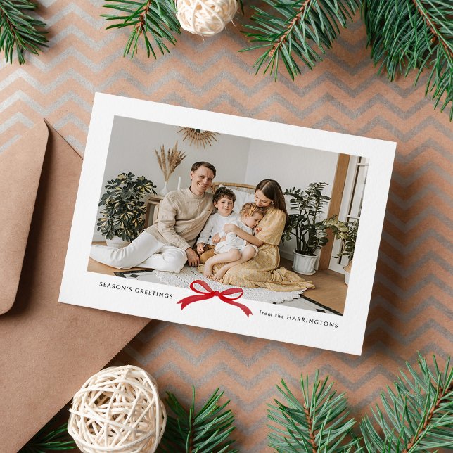 Modern minsta vykort för Red Bow-foto-Helgdag (Skapare uppladdad)