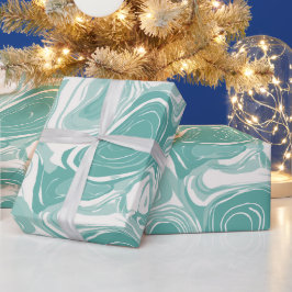 Modern Mint Aqua Färsk Abstrakt Mönster Presentpapper