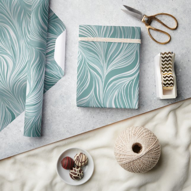 Modern Mint Aqua Färsk Abstrakt Mönster Presentpapper (Hantverk)