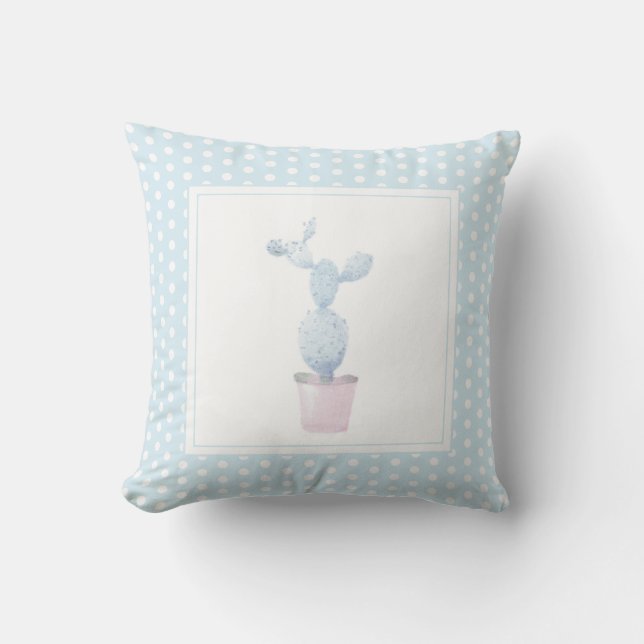 Modern Mint Birth Baby för barn Cactus Kudde (Framsida)