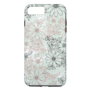 Modern Mint Black Ro, Blommigt Marble